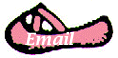 An illustration of a pink ballet shoe with the word Email on it.
